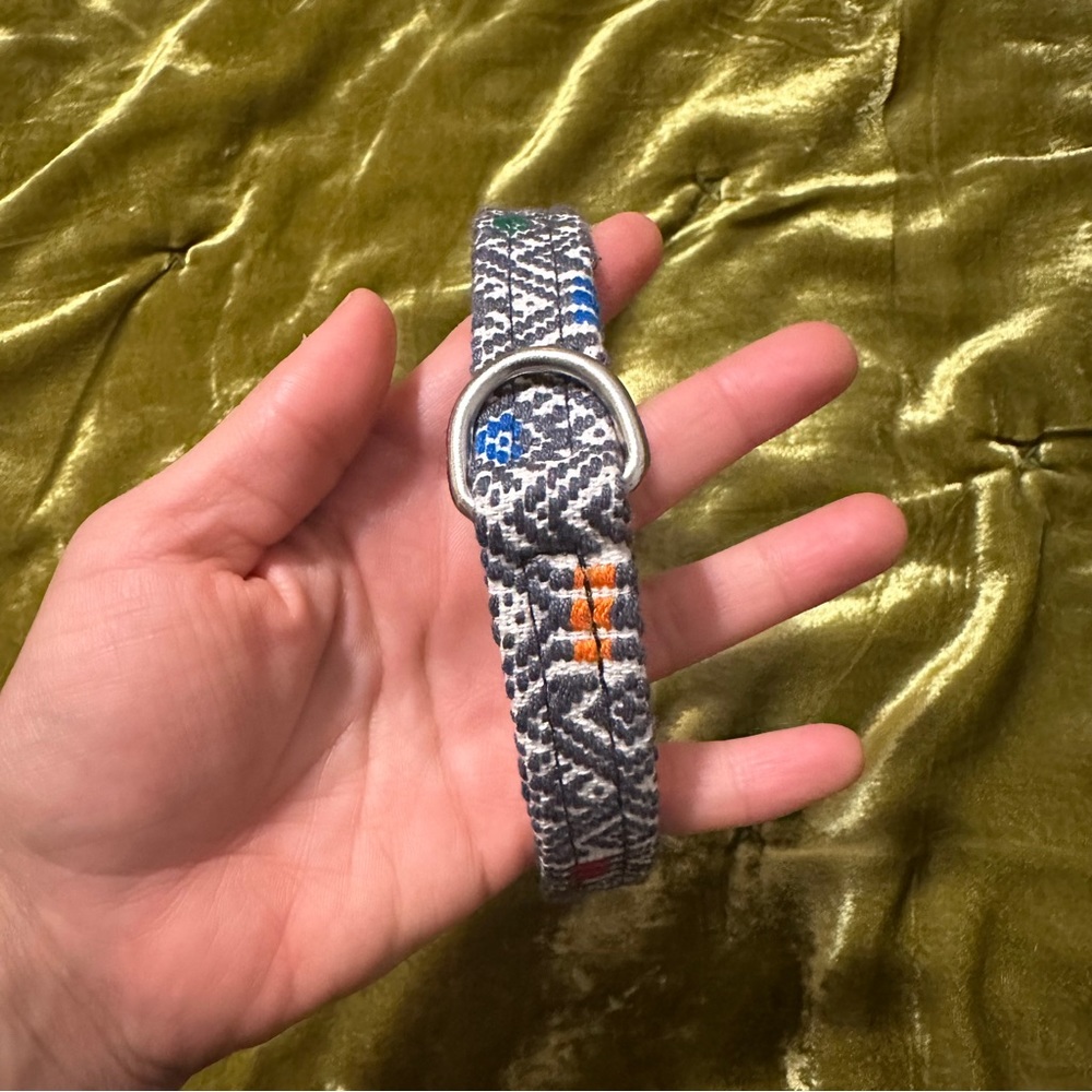 Black Leather Embroidered Dog Collar